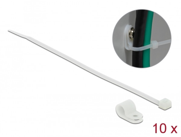 DeLOCK 18867 Kabelbinder Kabelbinder zur Schraubmontage Nylon Weiß 10 Stücke (18867)