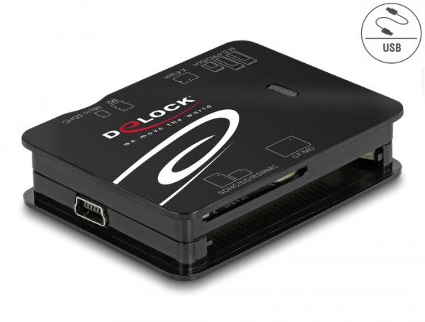 DeLOCK USB 2.0 Card Reader für CF / SD / Micro SD / MS / xD / M2 Speicherkarten (91007)