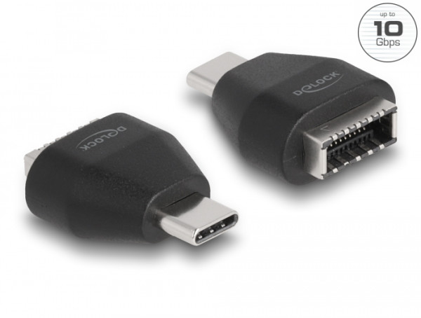 DeLOCK Adapter USB Type-C Stecker zu USB 10 Gbps Typ-E Key A Buchse schwarz (66058)