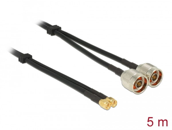 DeLOCK 89467 Koaxialkabel RG-58 5 m 2 x N plug 2 x SMA plug Schwarz (89467)