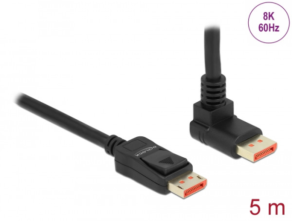 DeLOCK DisplayPort Kabel Stecker gerade zu Stecker 90° oben gewinkelt 8K 60 Hz 5 m (87057)