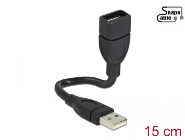DeLOCK 15cm USB 2.0 USB Kabel 0,15 m USB A Schwarz (83497)