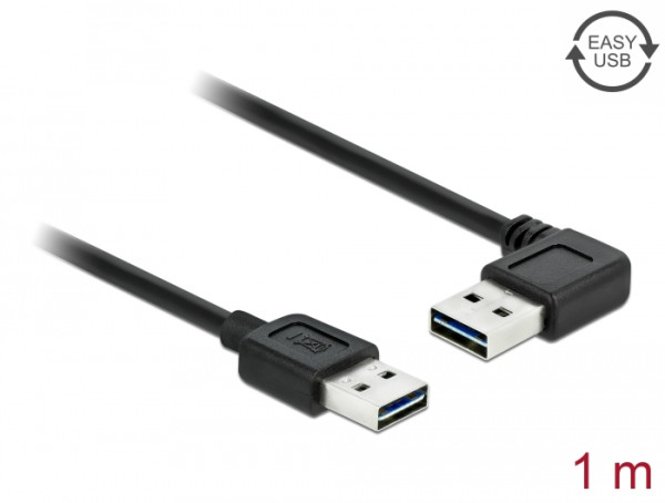 DeLOCK 1m USB 2.0 A m/m 90° USB Kabel USB A Schwarz (83464)