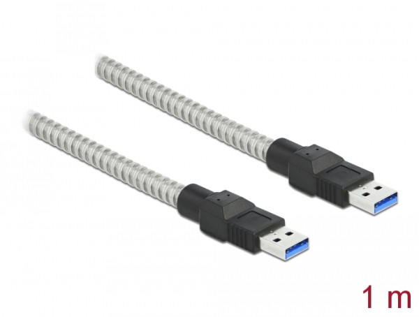 DeLOCK USB 3.2 Gen 1 Kabel Typ-A Stecker zu Typ-A Stecker mit Metallmantel 1 m (86775)