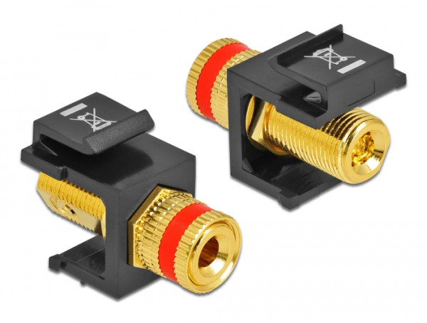 DeLOCK Keystone Modul Polklemme > Gewindebuchse rot / schwarz (86863)