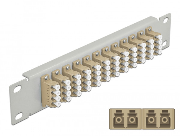 DeLOCK 10″ LWL Patchpanel 12 Port LC Quad beige 1 HE grau (66798)