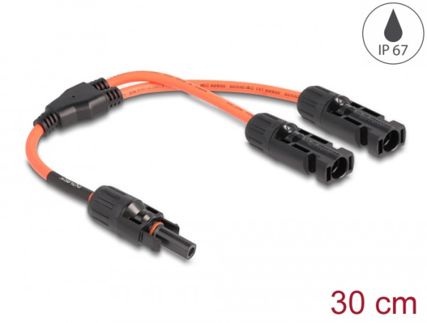 DeLOCK DL4 Solar Splitter Kabel 1 x Buchse zu 2 x Stecker 30 cm rot (88223)
