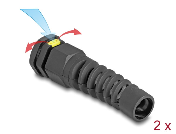DeLOCK Kabelverschraubung M16 mit Belüftung und Zugentlastung IP68 staub- und wasserdicht schwarz 2 Stück (60625)