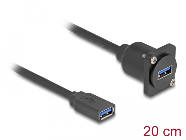 DeLOCK D-Typ USB 5 Gbps Kabel Typ-A Buchse zu Typ-A Buchse schwarz 20 cm (87983)