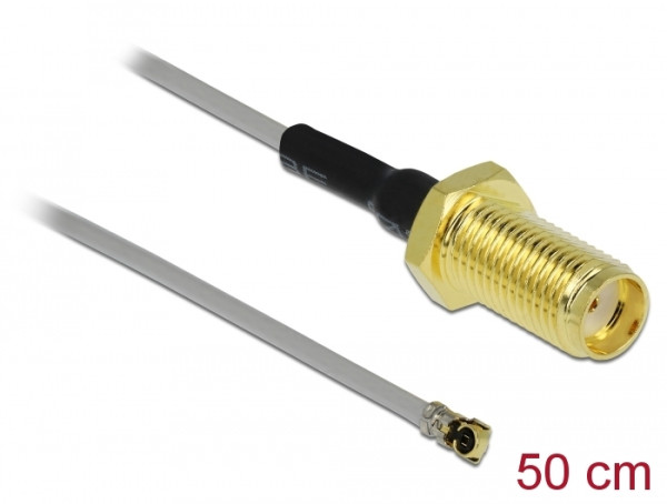DeLOCK 90399 Koaxialkabel 0,5 m SMA MHF Schwarz, Gold, Grau (90399)