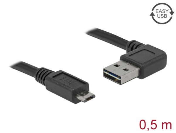 DeLOCK 0.5m, USB2.0-A/USB2.0 Micro-B USB Kabel 0,5 m USB A Micro-USB B Schwarz (85163)