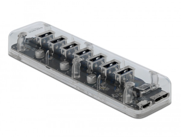 DeLOCK Externer USB 3.0 Hub mit 7 Ports transparent (64088)