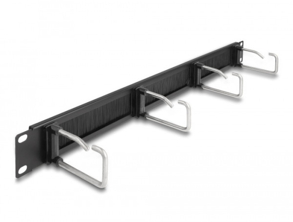 DeLOCK 19″ Kabelmanagement Bürstenleiste mit 4 Metallbügel 1 HE schwarz (66920)