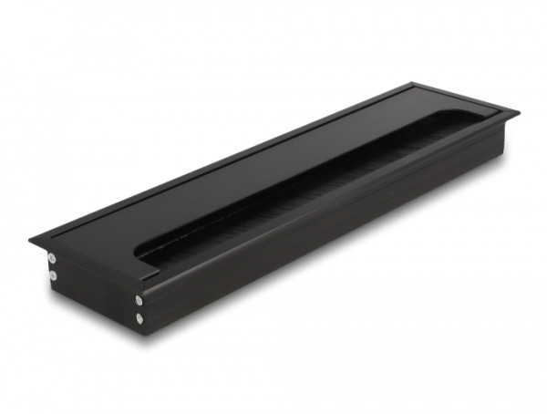 DeLOCK Kabeldurchführung für Tischeinbau mit Bürste 300 x 80 x 28 mm schwarz (66858)