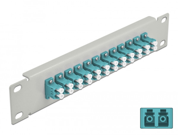 DeLOCK 10″ LWL Patchpanel 12 Port LC Duplex aqua 1 HE grau (66789)