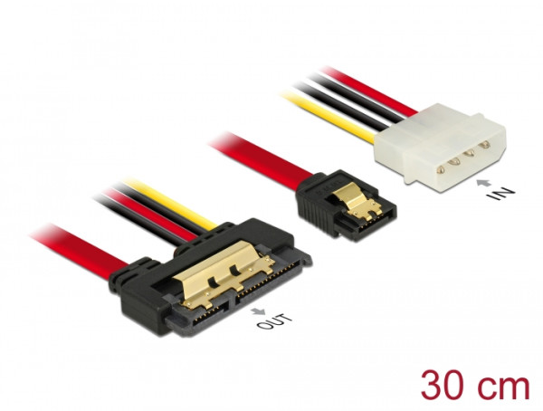 DeLOCK 85230 SATA-Kabel 0,3 m SATA 7-pin + Molex 4-pin SATA 22-pin Schwarz (85230)