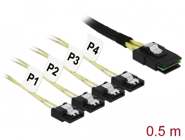 DeLOCK 85800 Serien-Kabel Schwarz 0,5 m Mini SAS SFF-8087 4x SATA 7pin (85800)