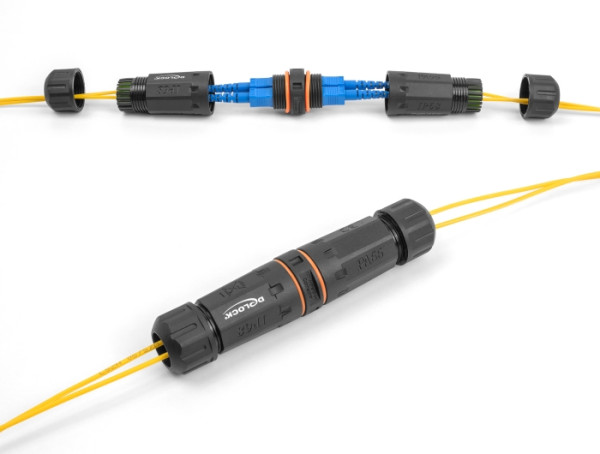 DeLOCK LWL Kabelverbinder SC Duplex Buchse zu SC Duplex Buchse APC mit M20 Gewinde IP68 staub- und wasserdicht (88148)