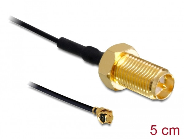 DeLOCK WLAN SMA Antenna Cable Signalkabel 0,05 m Schwarz (88409)