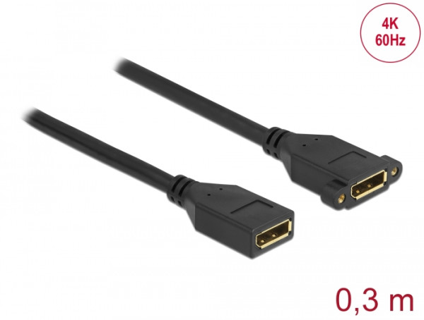 DeLOCK DisplayPort 1.2 Kabel Buchse zu Buchse zum Einbau 4K 60 Hz 30 cm (87099)