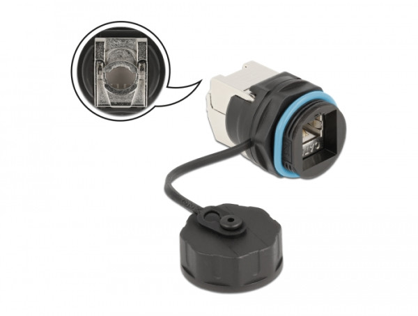 DeLOCK Kabelverbinder RJ45 Buchse zu Cat.6A LSA mit Verschlusskappe wasserfest (86699)