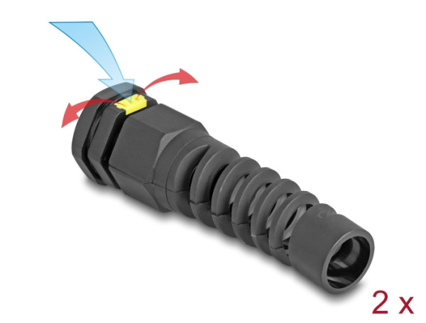 DeLOCK Kabelverschraubung M20 mit Belüftung und Zugentlastung IP68 staub- und wasserdicht schwarz 2 Stück (60626)