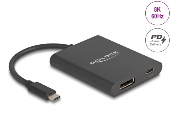 DeLOCK USB Type-C Adapter zu DisplayPort DP Alt Mode 8K mit HDR und Power Delivery 60 W (64202)