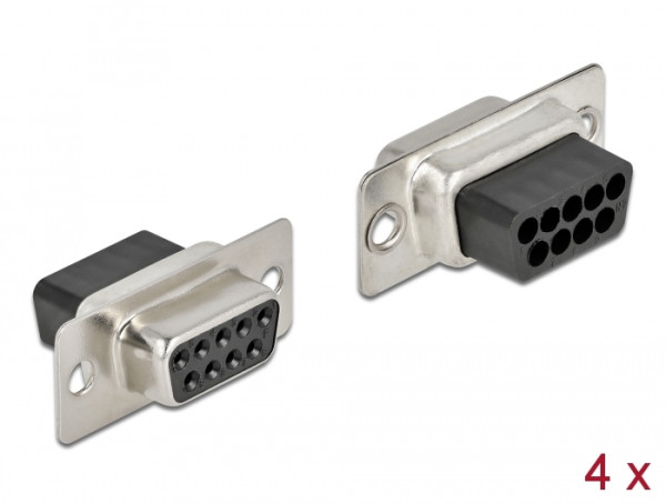 DeLOCK D-Sub 9 Pin Crimp Buchse, Metall, 4 Stück (66719)