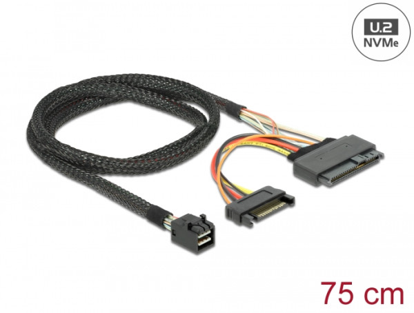 DeLOCK 0.75m, SFF-8643/U.2 SFF-8639+SATA 0,75 m Schwarz (84821)