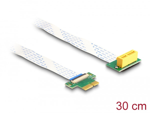 DeLOCK Riser Karte PCI Express x1 Stecker zu x1 Slot 90° gewinkelt mit FPC Kabel 30 cm (88022)