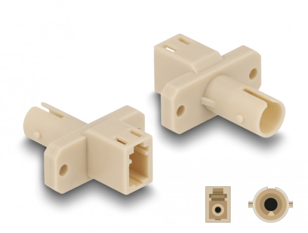 DeLOCK LWL Hybrid Kupplung LC Simplex Buchse zu ST Simplex Buchse beige (87939)
