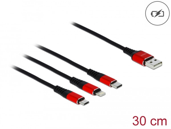 DeLOCK USB Ladekabel 3 in 1 for Lightning / Micro USB / USB Type-C 30 cm (85891)
