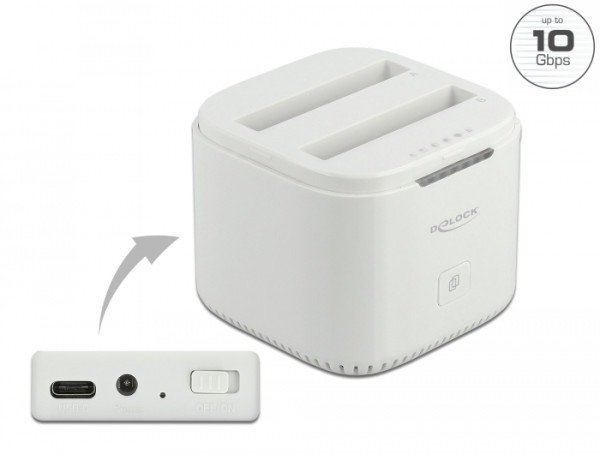 DeLOCK USB Type-C™ 3.2 Dockingstation für 2 x 2.5″ SATA HDD / SSD mit Klon Funktion (63084)