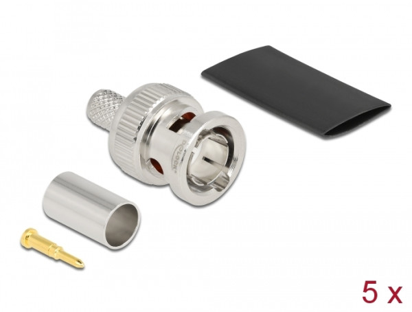 DeLOCK BNC Stecker zum Crimpen RG59 mit passendem Schrumpfschlauch (90025)