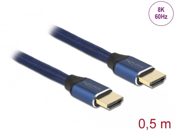 DeLOCK Ultra High Speed HDMI Kabel 48 Gbps 8K 60 Hz blau 0,5 m zertifiziert (85445)