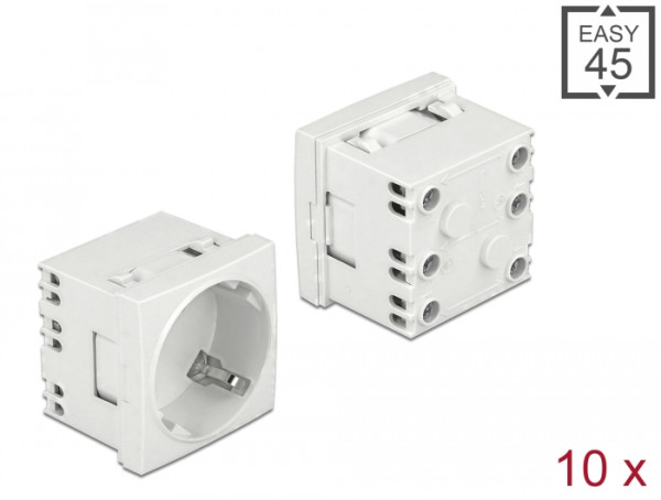 DeLOCK Easy 45 Schutzkontakt-Steckdose 45°-Anordnung erweiterbar 45 x 45 mm 10 Stück (81324)