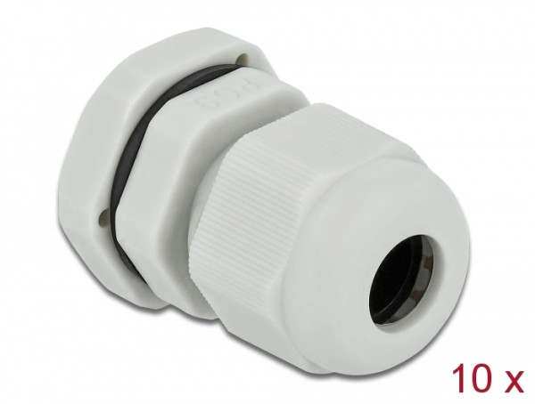 DeLOCK Kabelverschraubung PG9 10 Stück grau (60195)