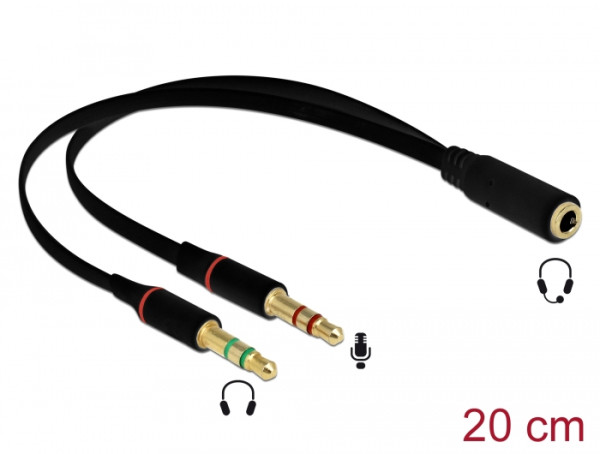 DeLOCK 65967 Audio-Kabel 0,2 m 3.5mm 2 x 3.5mm Schwarz (65967)