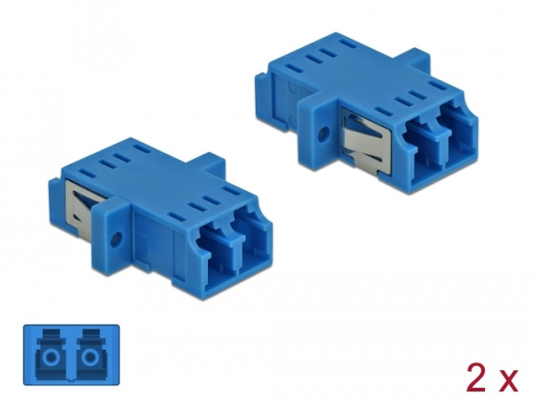 DeLOCK LWL Kupplung LC Duplex Buchse zu LC Duplex Buchse Singlemode 2 Stück blau (85999)