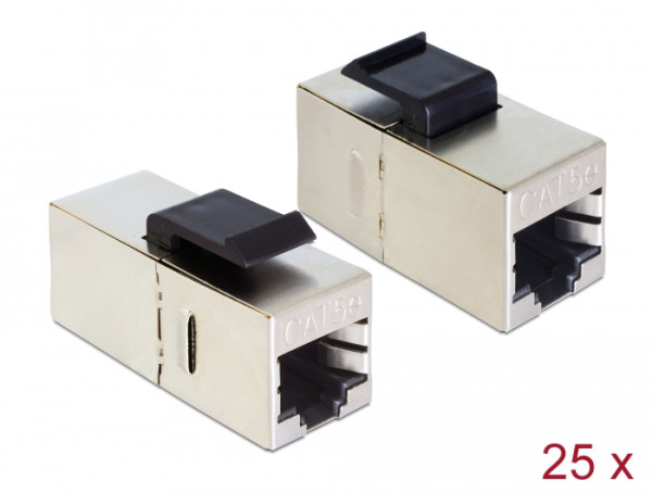 DeLOCK Keystone Modul RJ45 Buchse > RJ45 Buchse Cat.5e kompakt 25 Stück (86628)