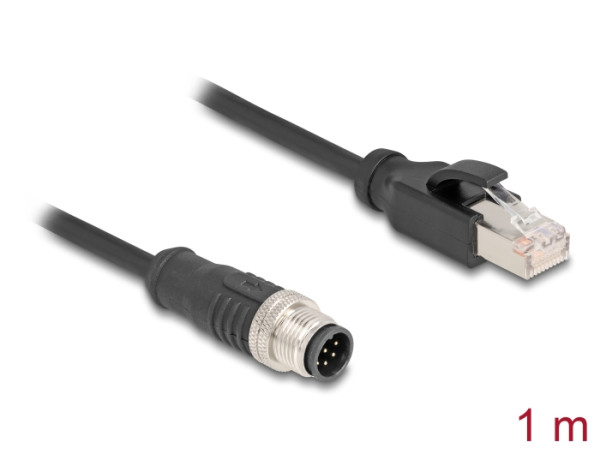 DeLOCK M12 Kabel A-kodiert 8 Pin Stecker zu RJ45 Stecker PVC 1 m (80809)