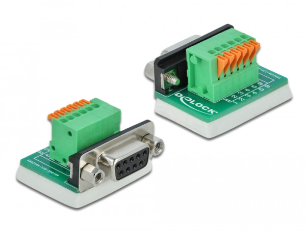 DeLOCK D-Sub9 Buchse zu Terminalblock mit Drucktaster vertikal (66556)