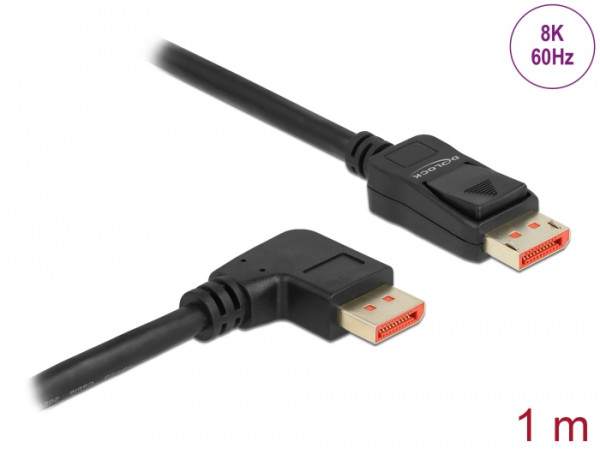 DeLOCK DisplayPort Kabel Stecker gerade zu Stecker 90° rechts gewinkelt 8K 60 Hz 1 m (87060)