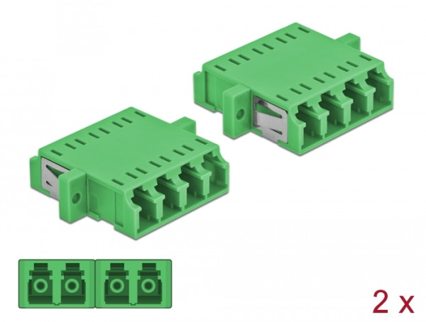 DeLOCK LWL Kupplung LC Quad Buchse zu LC Quad Buchse Singlemode 2 Stück grün (86539)