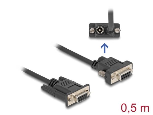 DeLOCK Seriell Kabel RS-232 D-Sub9 Buchse zu D-Sub9 Buchse Stromanschluss an Pin 9 0,5 m (87835)
