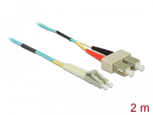 DeLOCK Kabel Lichtwellenleiter LC zu SC Multimode OM3 2 m (86565)