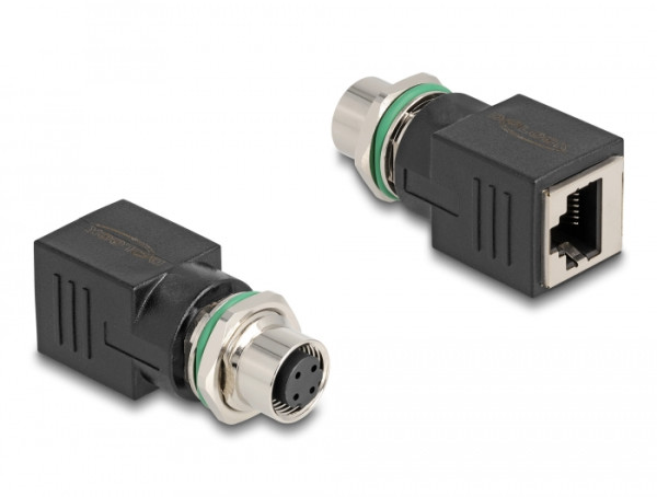DeLOCK M12 Adapter D-kodiert 4 Pin Buchse zu RJ45 Buchse gerade (60060)