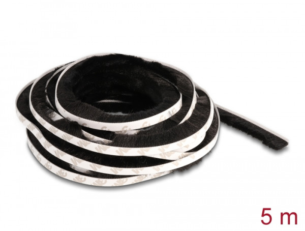 DeLOCK Bürstenstreifen selbstklebend 15 mm - Länge 5 m schwarz (66895)