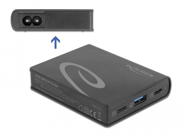 DeLOCK USB GaN Ladegerät 2 x USB Type-C PD 3.0 + 1 x USB Typ-A mit 65 W (41452)