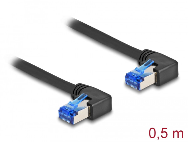 DeLOCK RJ45 Netzwerkkabel Cat.6A S/FTP rechts gewinkelt 0,5 m schwarz (80213)